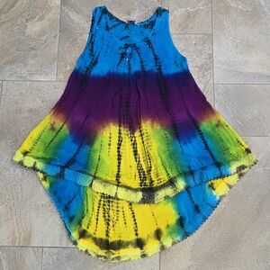 Just‎ Cruising Vibrant Tie-Dye Women's L Tank Top Boho Hippie Festive